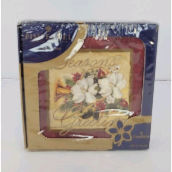 Pimpernel Seasons Greatings Collection Cork-Backed Coasters, 4" sq. - Set of 6 - Picture 1 of 4